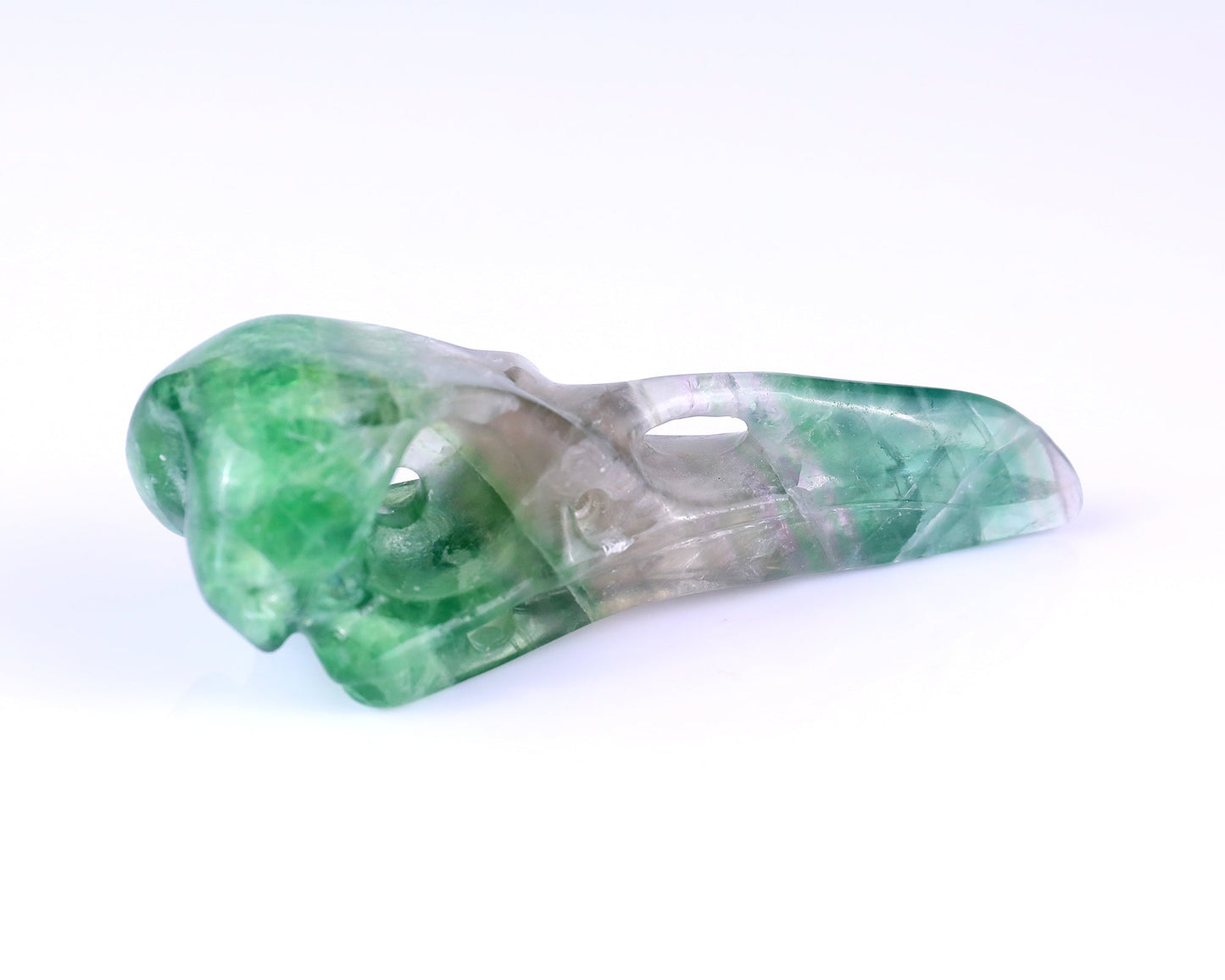 Nicedony 4.8" Fluorite Hand Carved Crystal Raven Skull Sculpture - View 4