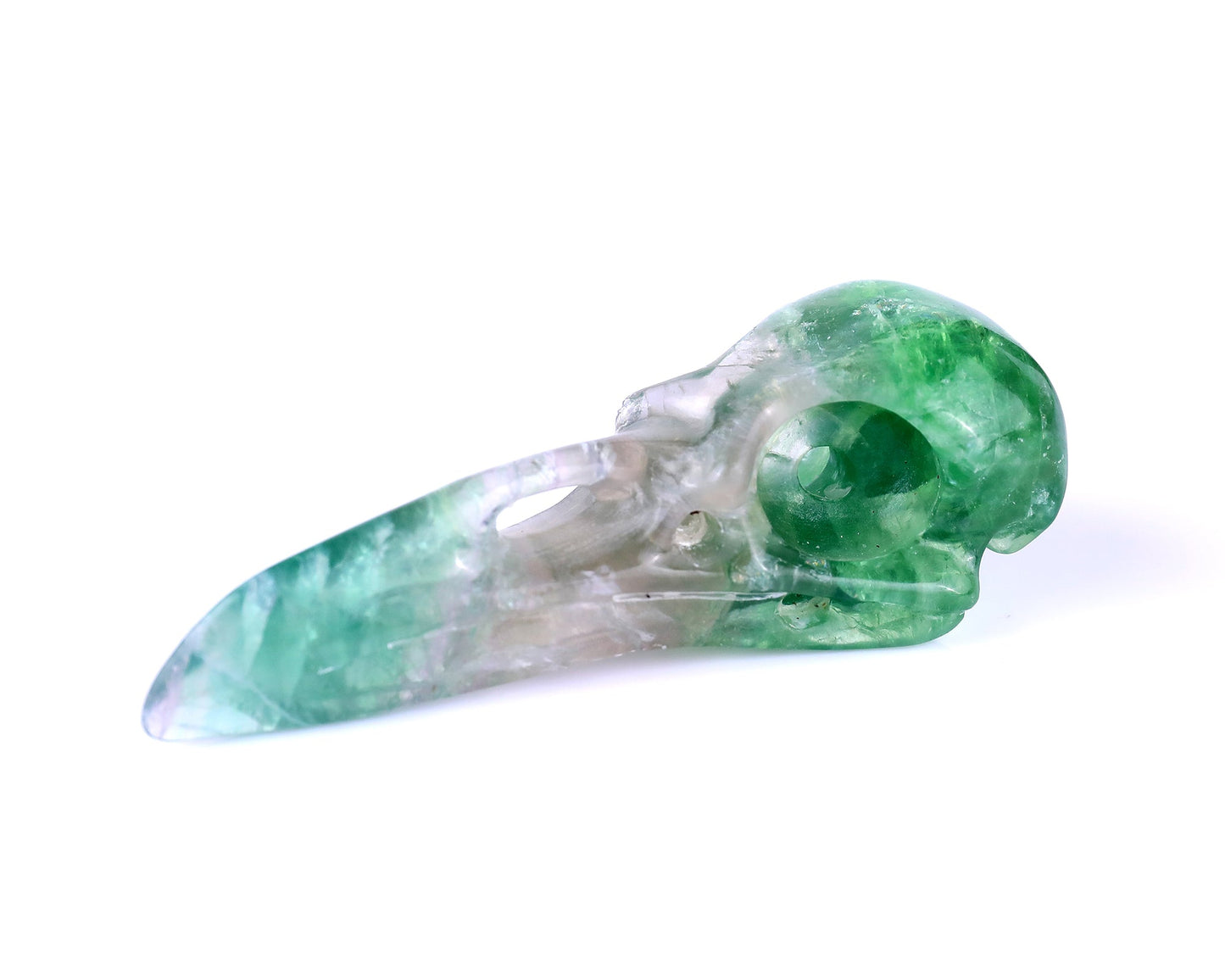 Nicedony 4.8" Fluorite Hand Carved Crystal Raven Skull Sculpture - View 10