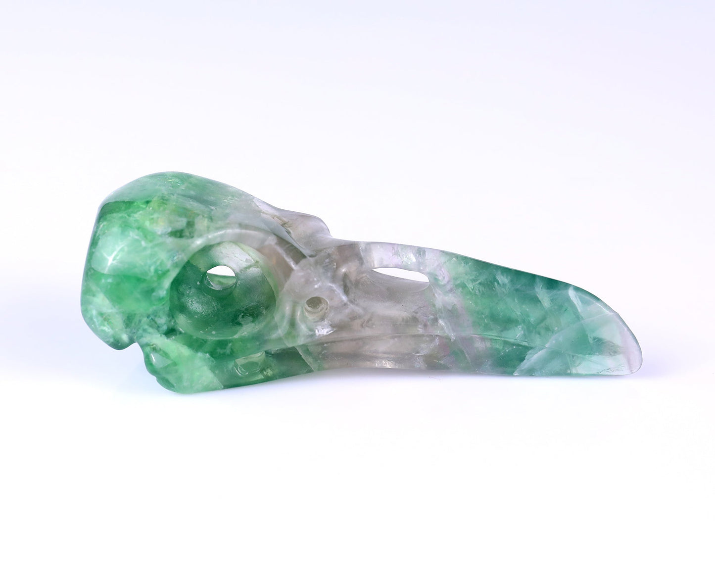 Nicedony 4.8" Fluorite Hand Carved Crystal Raven Skull Sculpture - View 3