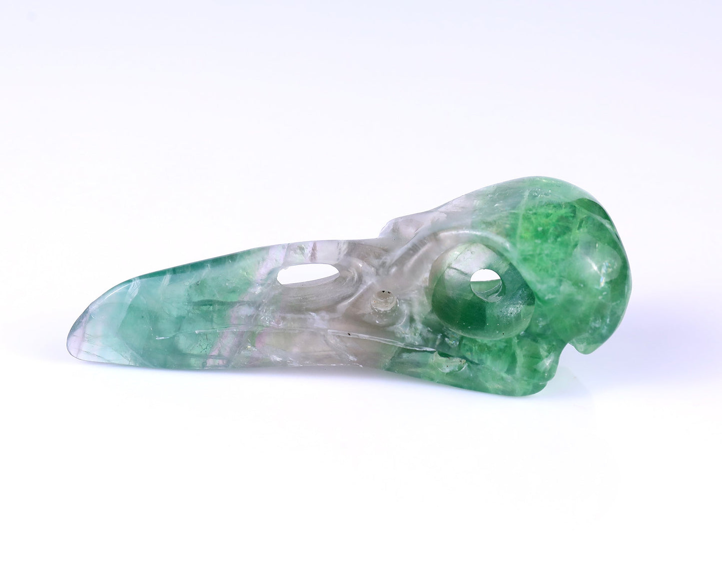 Nicedony 4.8" Fluorite Hand Carved Crystal Raven Skull Sculpture - View 7