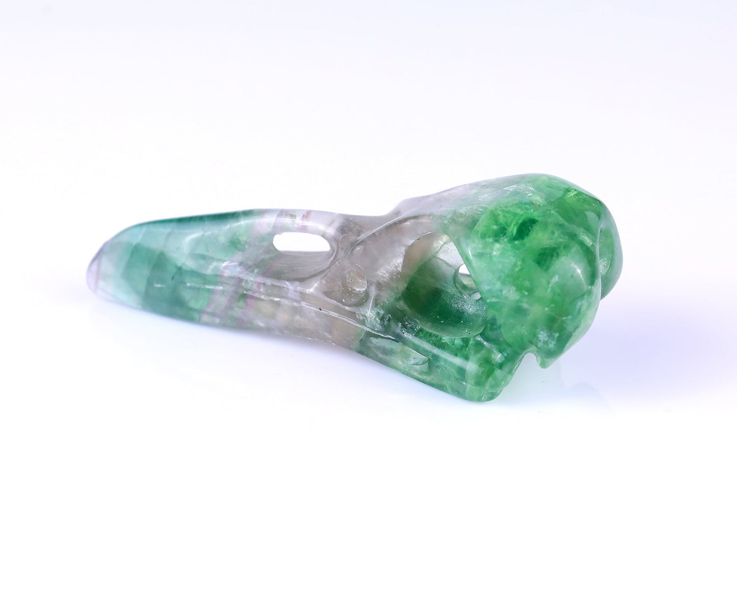Nicedony 4.8" Fluorite Hand Carved Crystal Raven Skull Sculpture - View 6