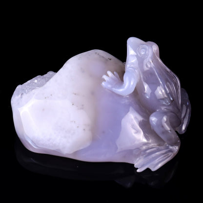 Nicedony 4.8" Geode Agate Hand Carved Crystal Frog Sculpture - View 7