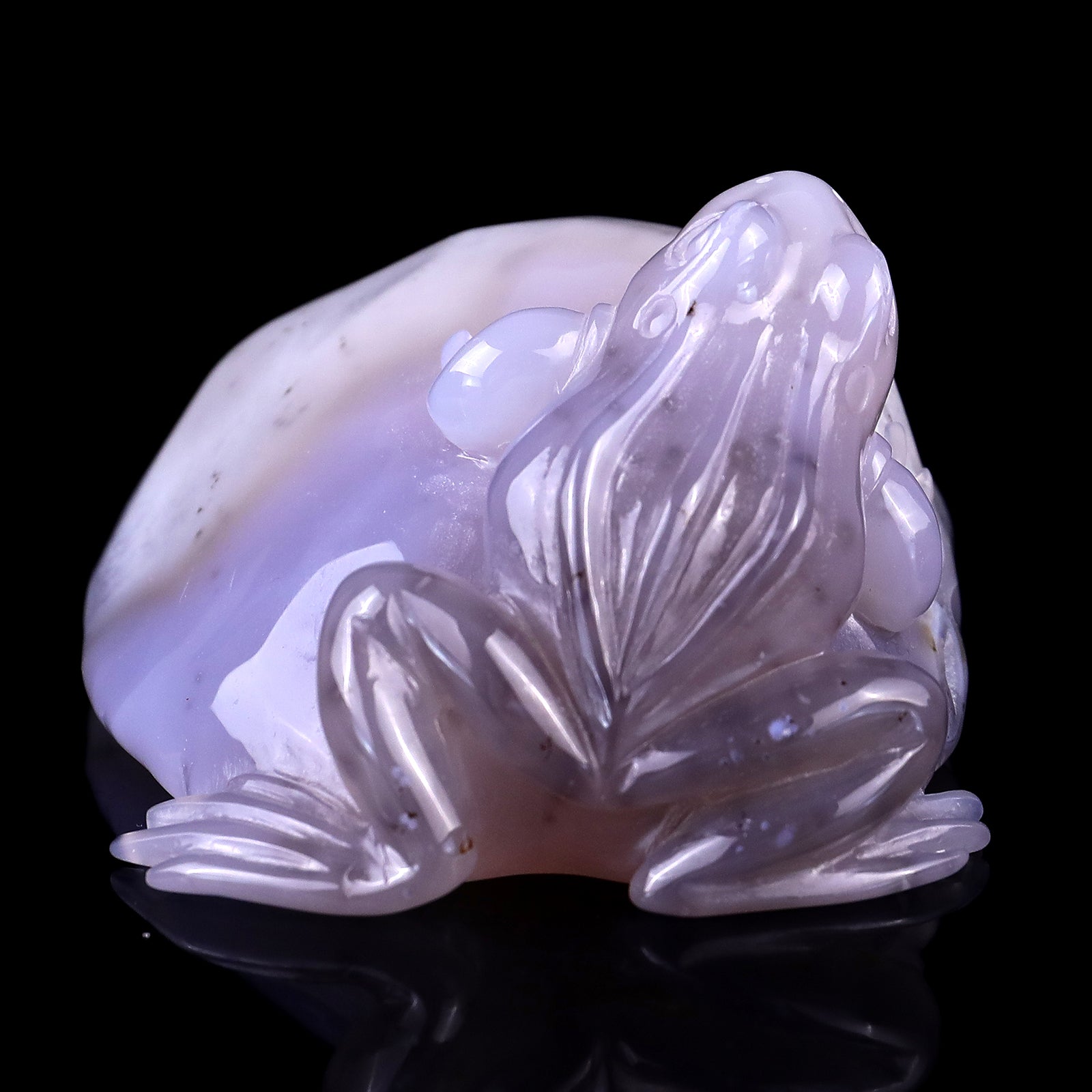 Nicedony 4.8" Geode Agate Hand Carved Crystal Frog Sculpture - View 4