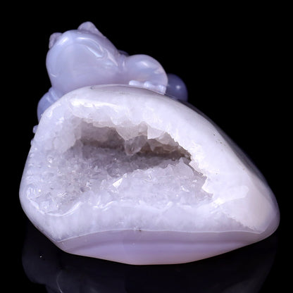 Nicedony 4.8" Geode Agate Hand Carved Crystal Frog Sculpture - View 2