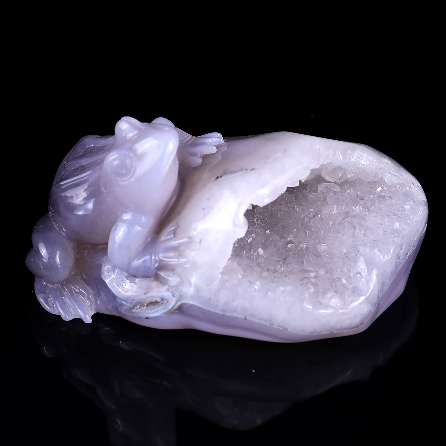 Nicedony 4.8" Geode Agate Hand Carved Crystal Frog Sculpture - View 8