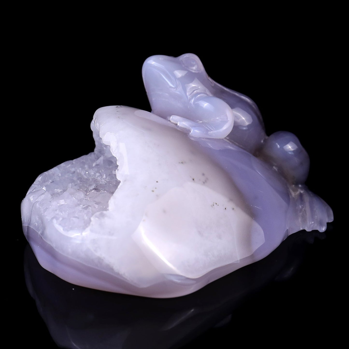 Nicedony 4.8" Geode Agate Hand Carved Crystal Frog Sculpture - View 6