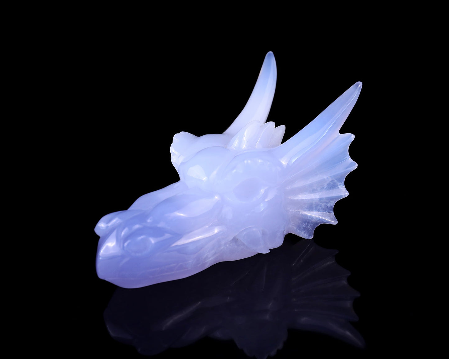 Nicedony 4.9" Blue Chalcedony Hand Carved Dragon Skull Sculpture - View 7