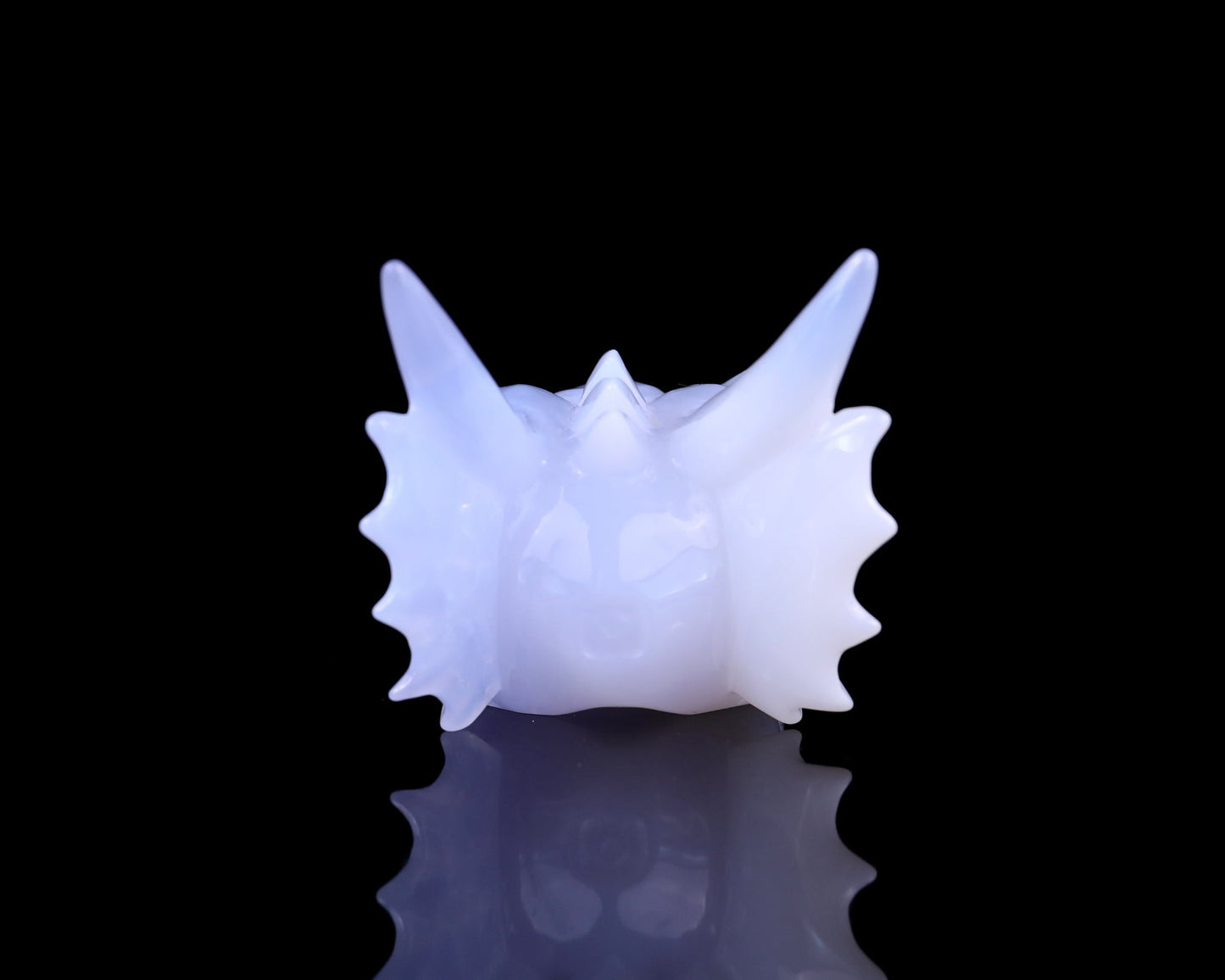 Nicedony 4.9" Blue Chalcedony Hand Carved Dragon Skull Sculpture - View 6