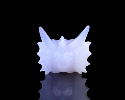 Nicedony 4.9" Blue Chalcedony Hand Carved Dragon Skull Sculpture - View 6