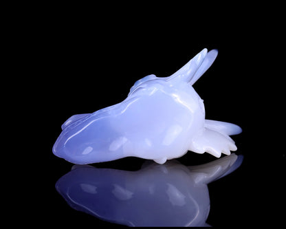 Nicedony 4.9" Blue Chalcedony Hand Carved Dragon Skull Sculpture - View 4