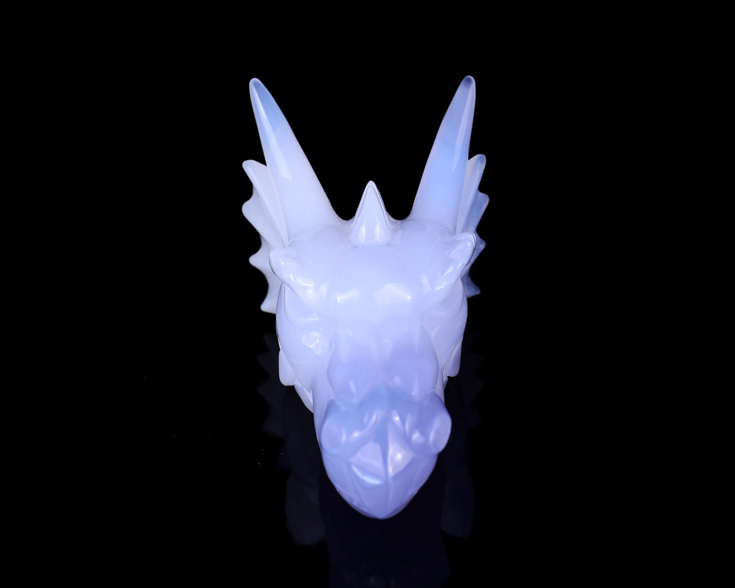 Nicedony 4.9" Blue Chalcedony Hand Carved Dragon Skull Sculpture - View 2