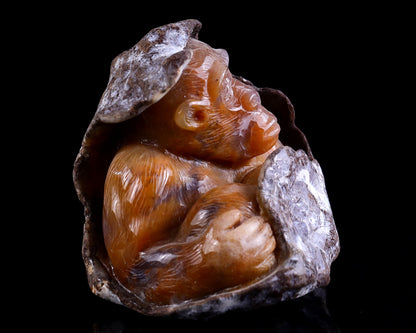 Nicedony 4.9" Chalcedony Hand Carved Crystal Ape Sculpture - View 3