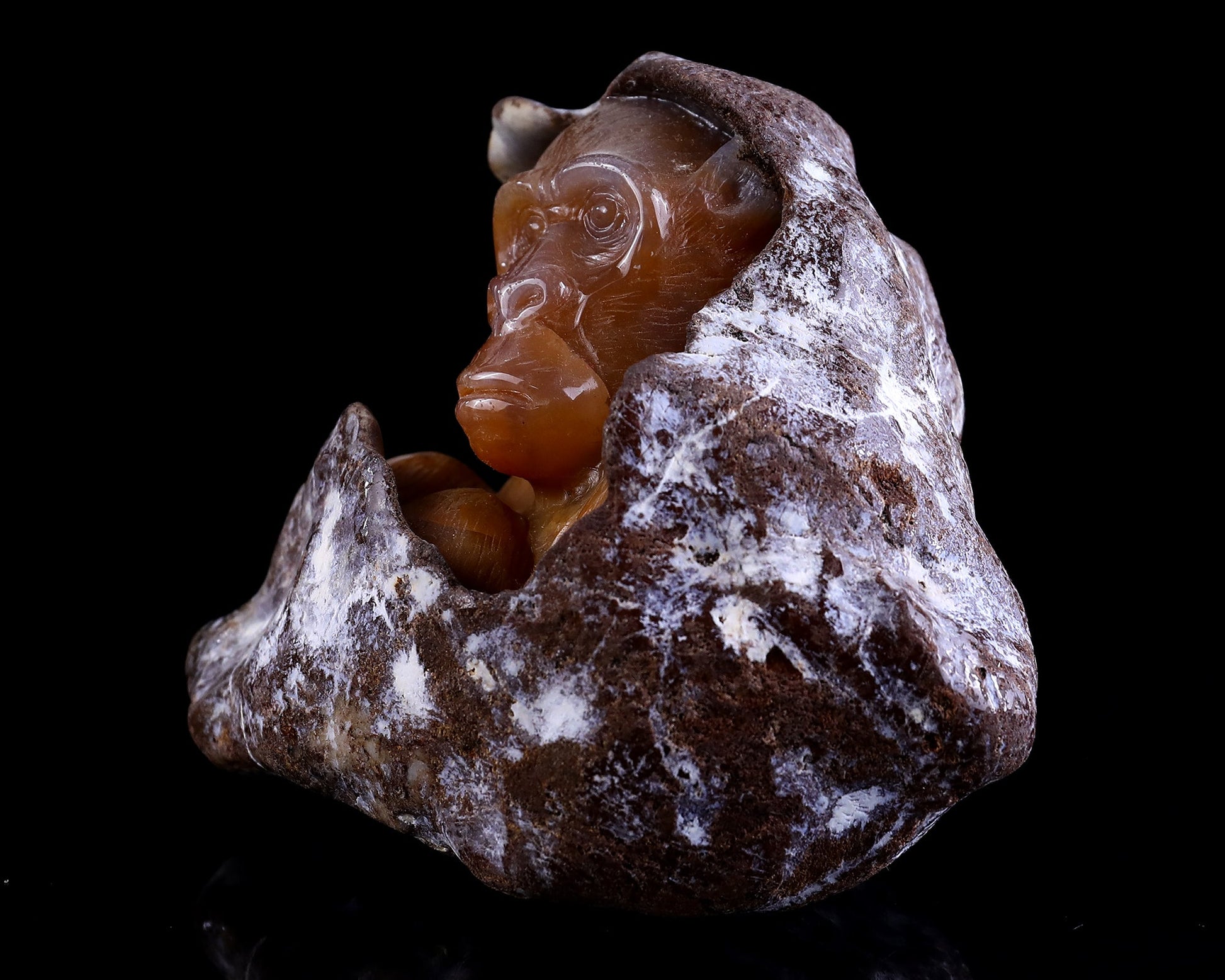 Nicedony 4.9" Chalcedony Hand Carved Crystal Ape Sculpture - View 7