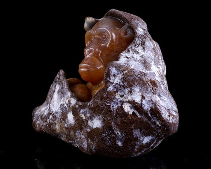 Nicedony 4.9" Chalcedony Hand Carved Crystal Ape Sculpture - View 7