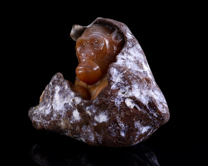 Nicedony 4.9" Chalcedony Hand Carved Crystal Ape Sculpture - View 9