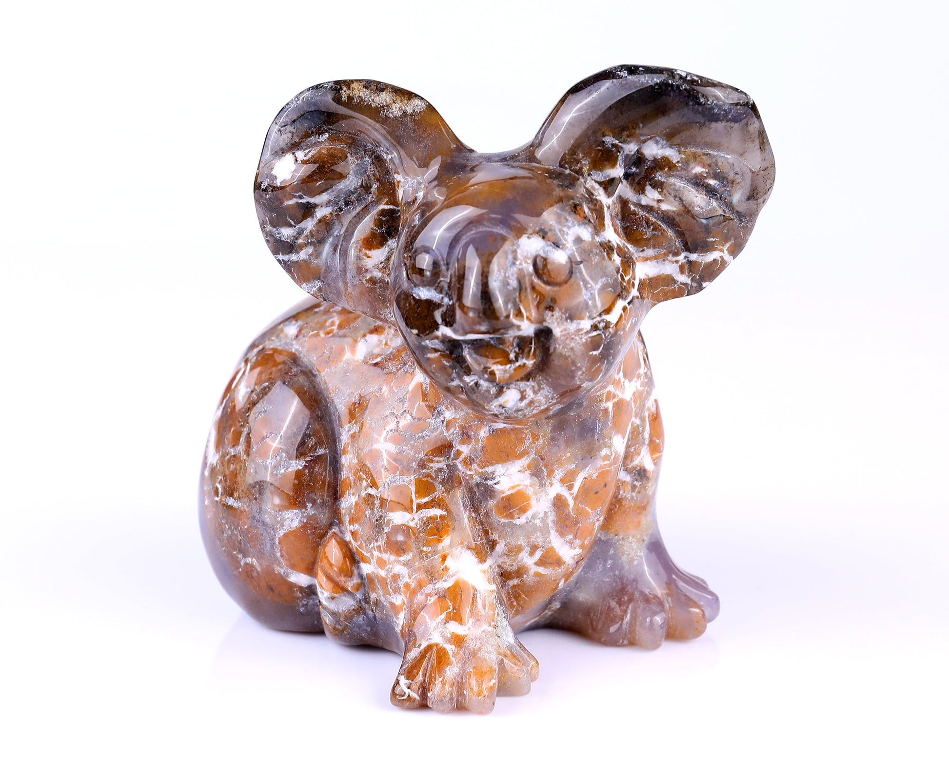 Nicedony 4.9" Chalcedony Hand Carved Crystal Koala Sculpture