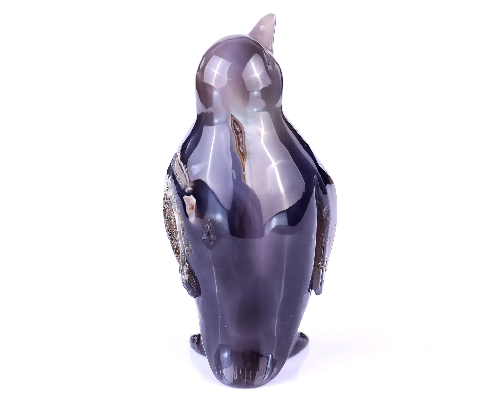 Nicedony 4.9" Geode Agate Hand Carved Crystal Penguin Sculpture - View 5