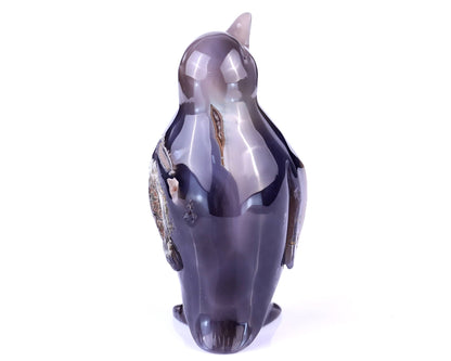 Nicedony 4.9" Geode Agate Hand Carved Crystal Penguin Sculpture - View 5