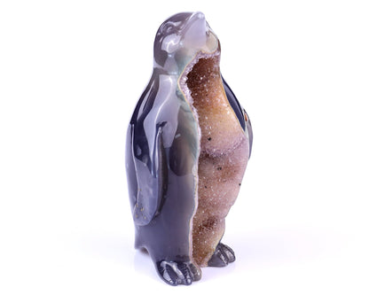Nicedony 4.9" Geode Agate Hand Carved Crystal Penguin Sculpture - View 2