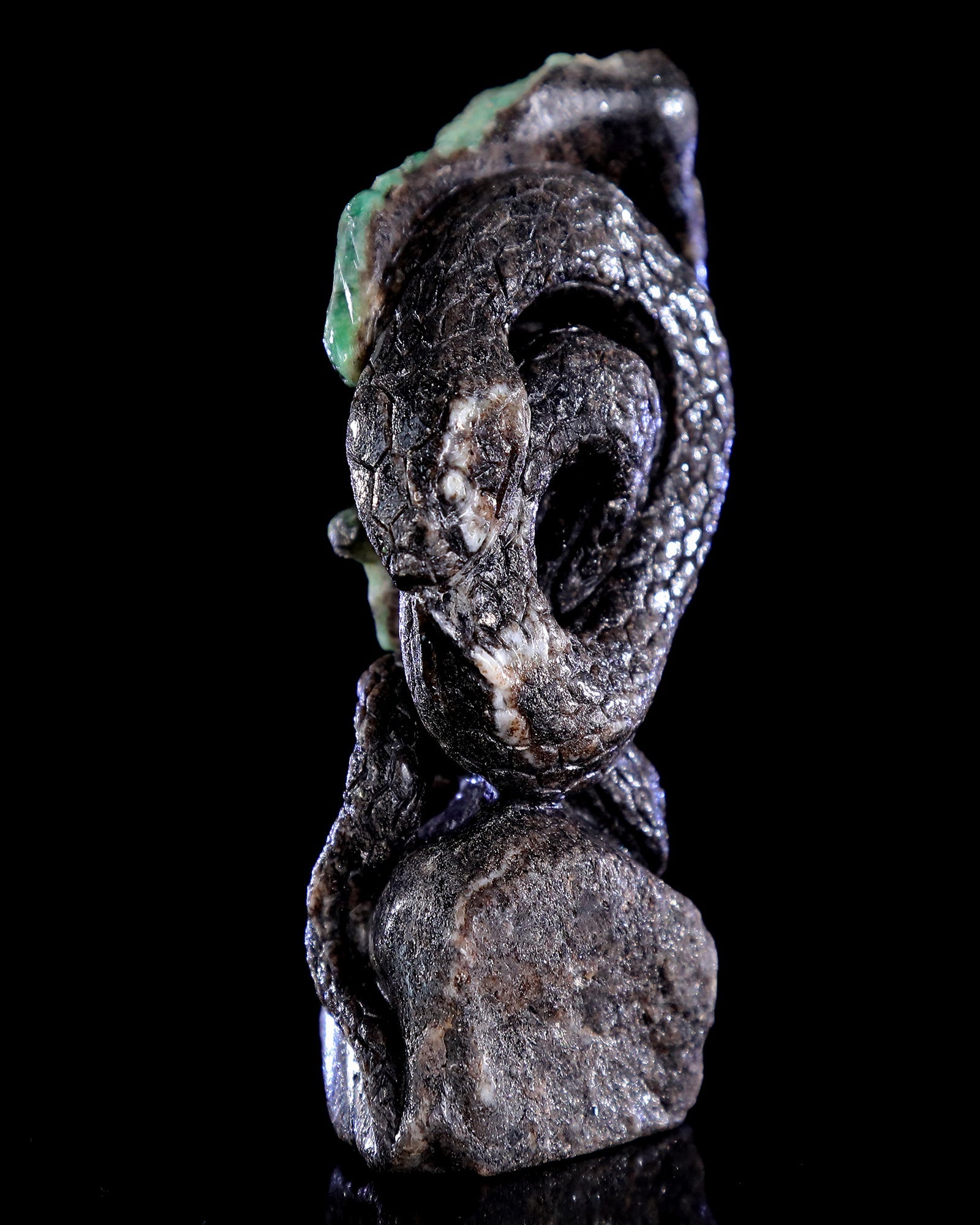 Nicedony 4" Emerald Hand Carved Crystal Snake Sculpture - View 5