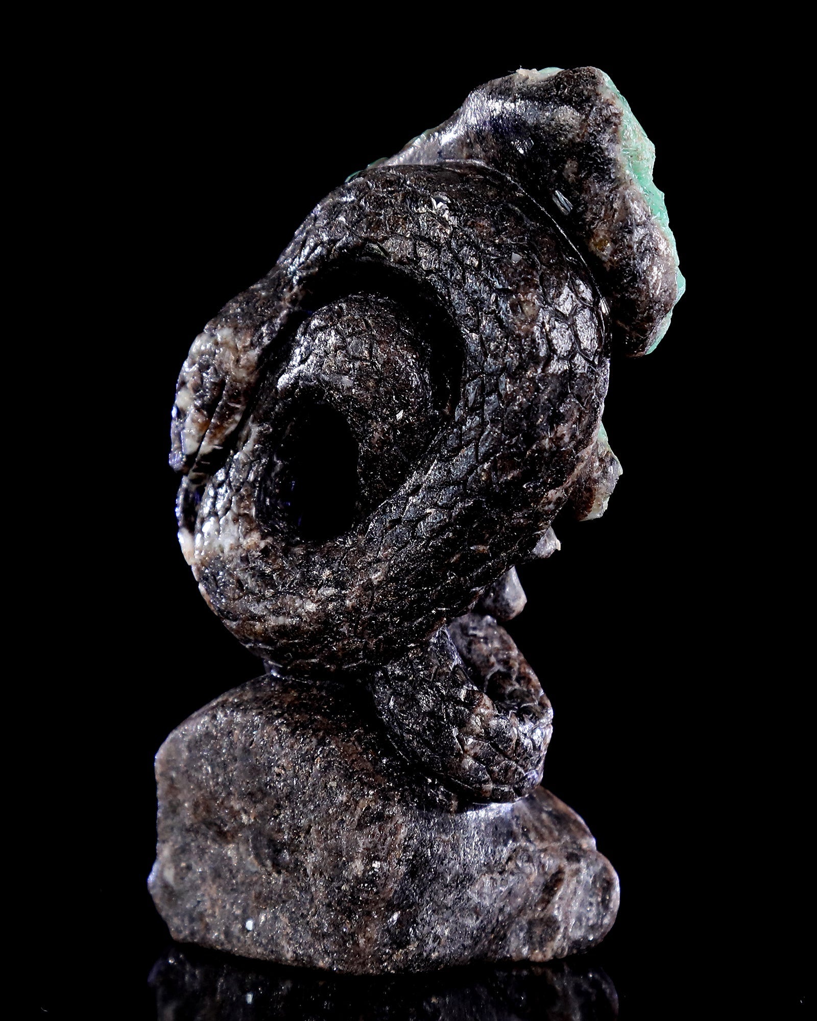 Nicedony 4" Emerald Hand Carved Crystal Snake Sculpture - View 7