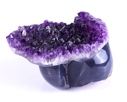 Nicedony 5.0" Amethyst Druse Agate Hand Carved Skull Sculpture - View 5