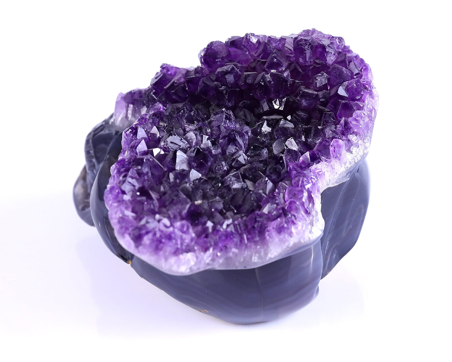 Nicedony 5.0" Amethyst Druse Agate Hand Carved Skull Sculpture - View 6