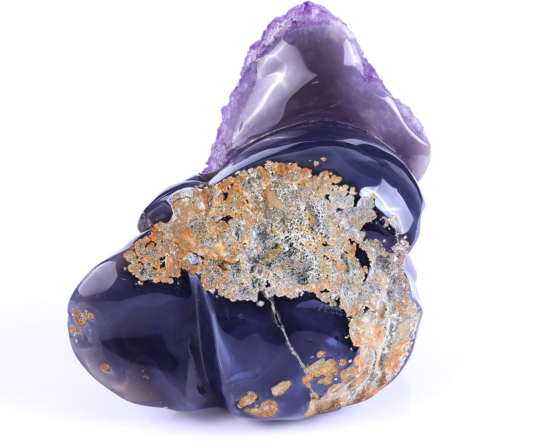 Nicedony 5.0" Amethyst Druse Agate Hand Carved Skull Sculpture - View 8