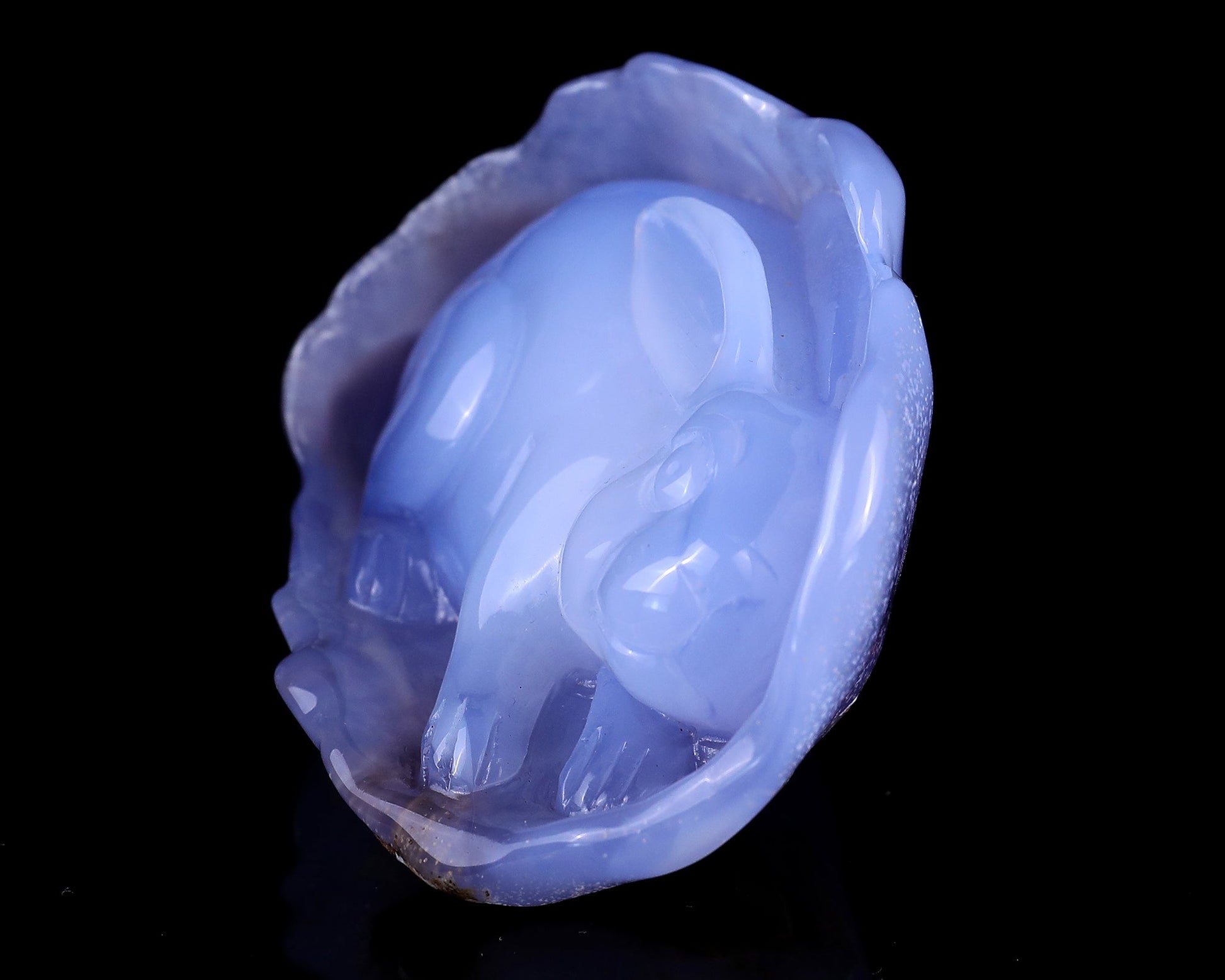Nicedony 5.0" Blue Chalcedony Hand Carved Crystal Rabbit Sculpture - View 5