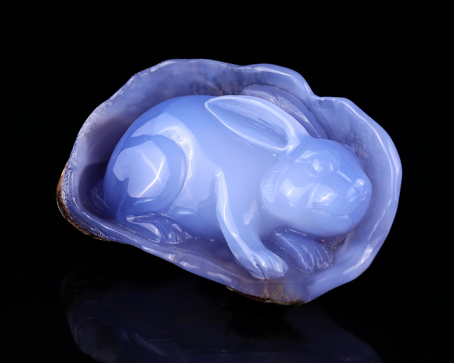 Nicedony 5.0" Blue Chalcedony Hand Carved Crystal Rabbit Sculpture - View 7