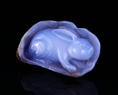 Nicedony 5.0" Blue Chalcedony Hand Carved Crystal Rabbit Sculpture - View 2