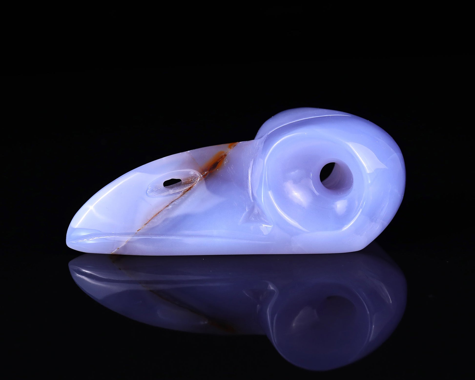 Nicedony 5.0" Blue Chalcedony Hand Carved Crystal Raven Skull Sculpture - View 4