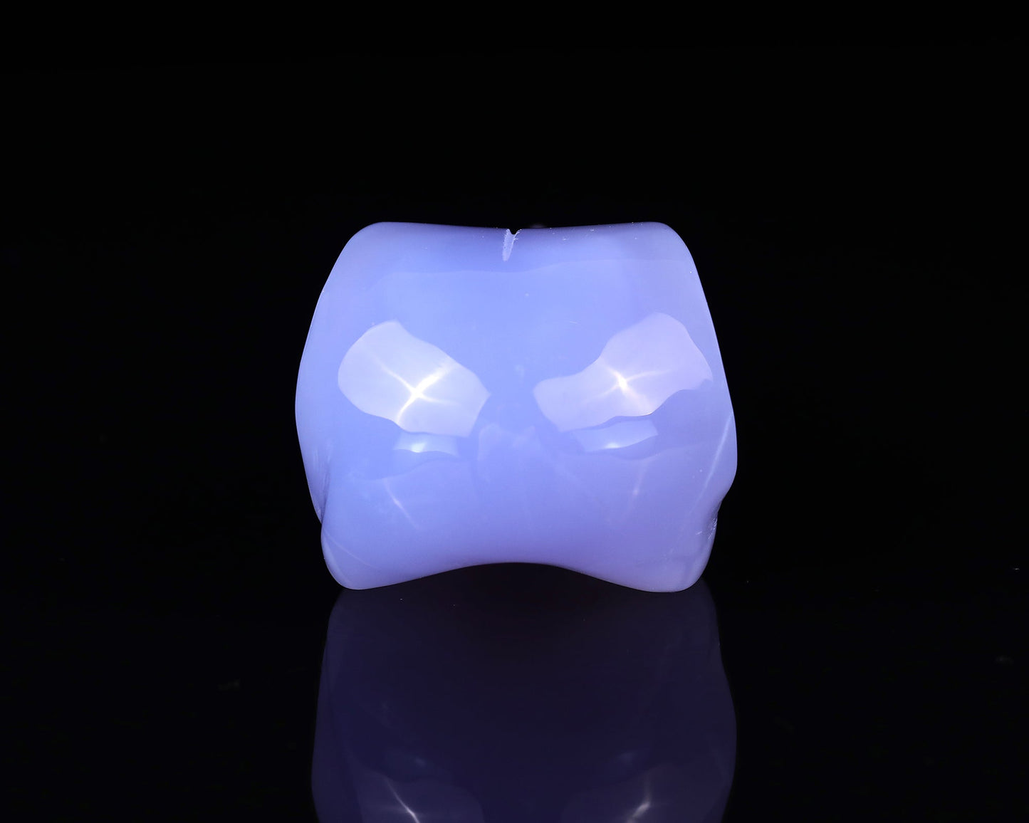 Nicedony 5.0" Blue Chalcedony Hand Carved Crystal Raven Skull Sculpture - View 5