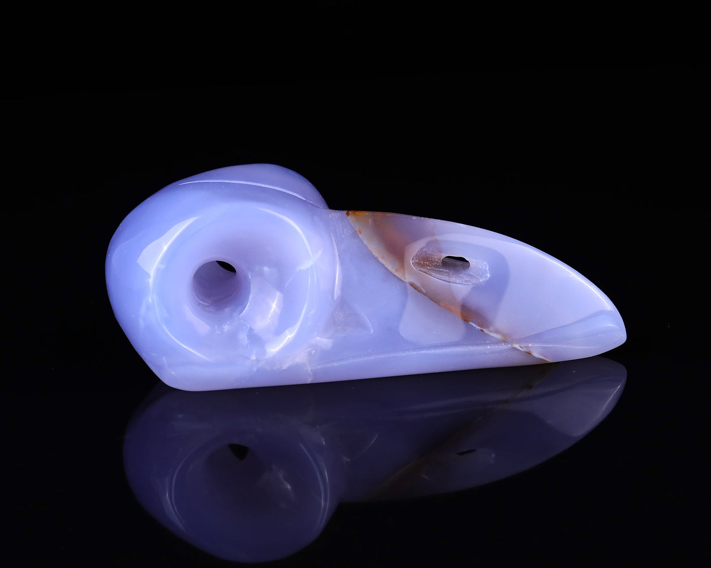 Nicedony 5.0" Blue Chalcedony Hand Carved Crystal Raven Skull Sculpture - View 3