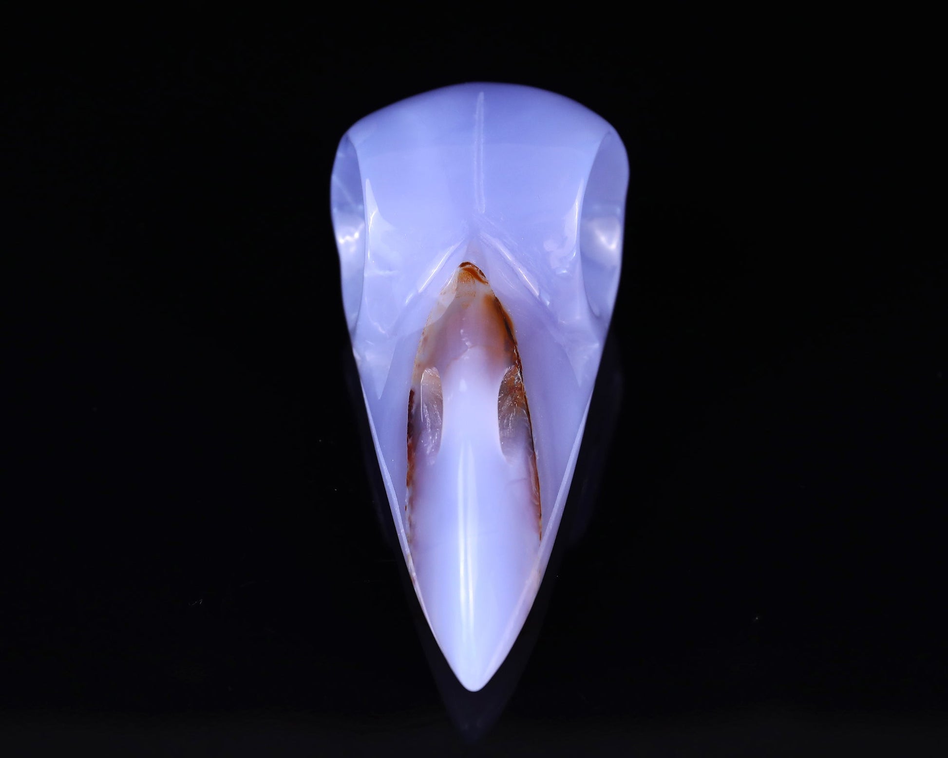 Nicedony 5.0" Blue Chalcedony Hand Carved Crystal Raven Skull Sculpture - View 2