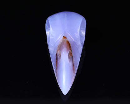 Nicedony 5.0" Blue Chalcedony Hand Carved Crystal Raven Skull Sculpture - View 2
