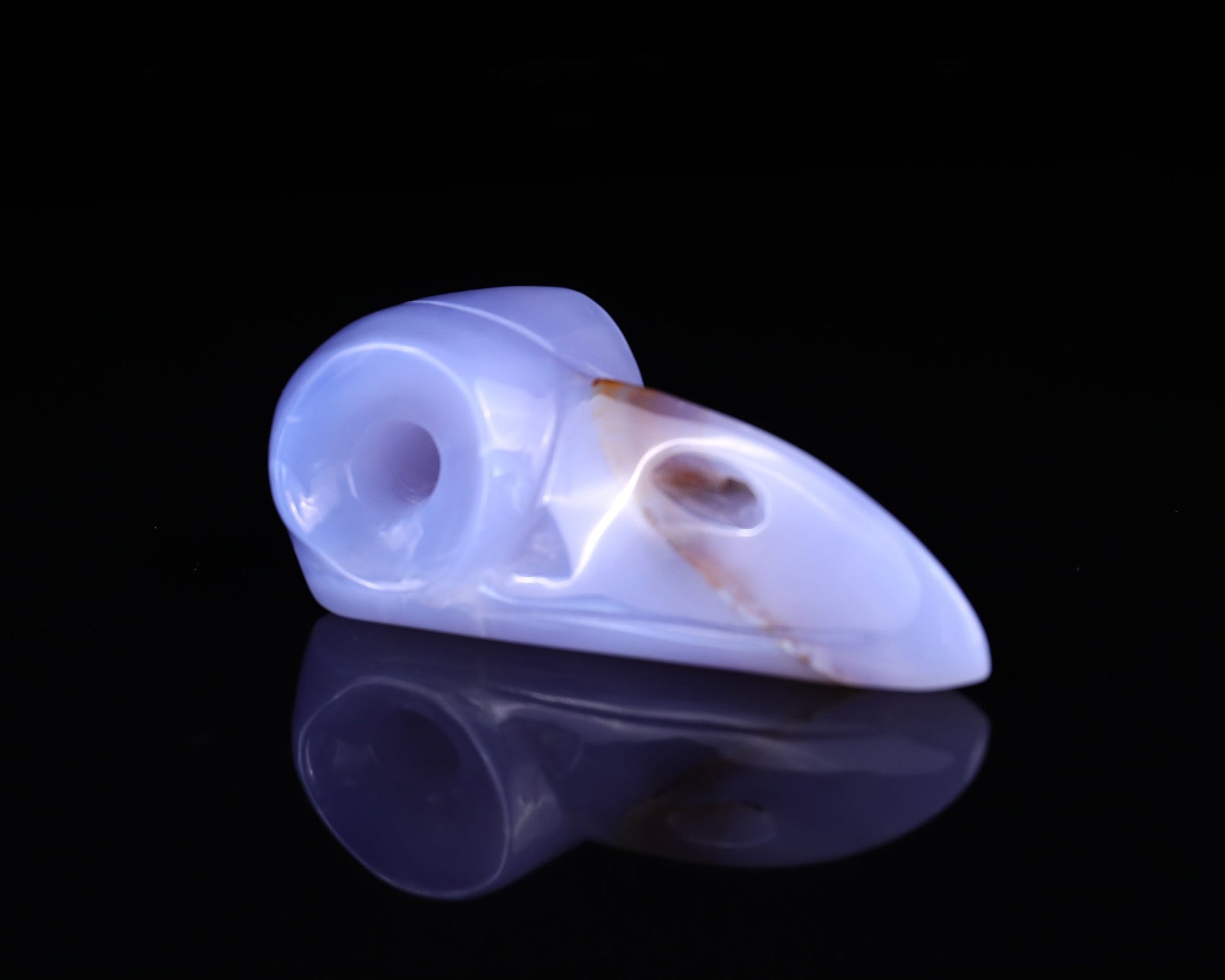 Nicedony 5.0" Blue Chalcedony Hand Carved Crystal Raven Skull Sculpture - View 7