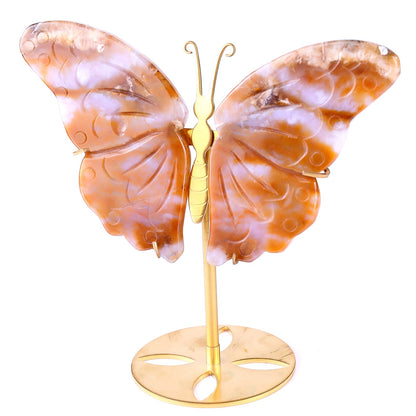 Nicedony 5.0" Chalcedony Hand Carved Butterfly Wings Sculpture - View 7