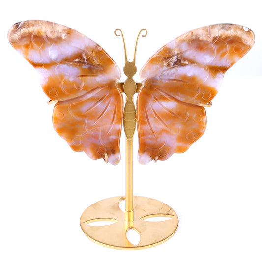 Nicedony 5.0" Chalcedony Hand Carved Butterfly Wings Sculpture