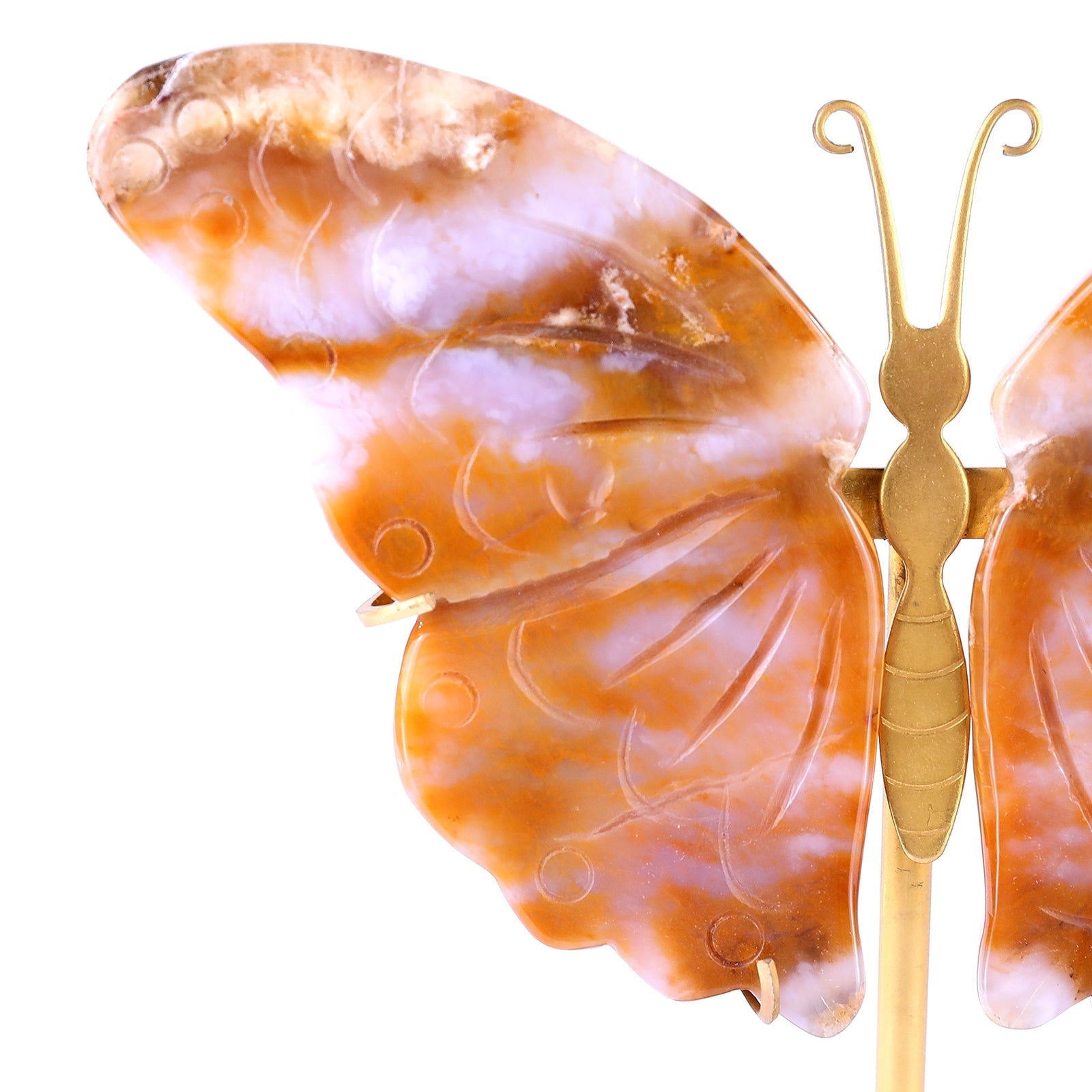 Nicedony 5.0" Chalcedony Hand Carved Butterfly Wings Sculpture - View 3