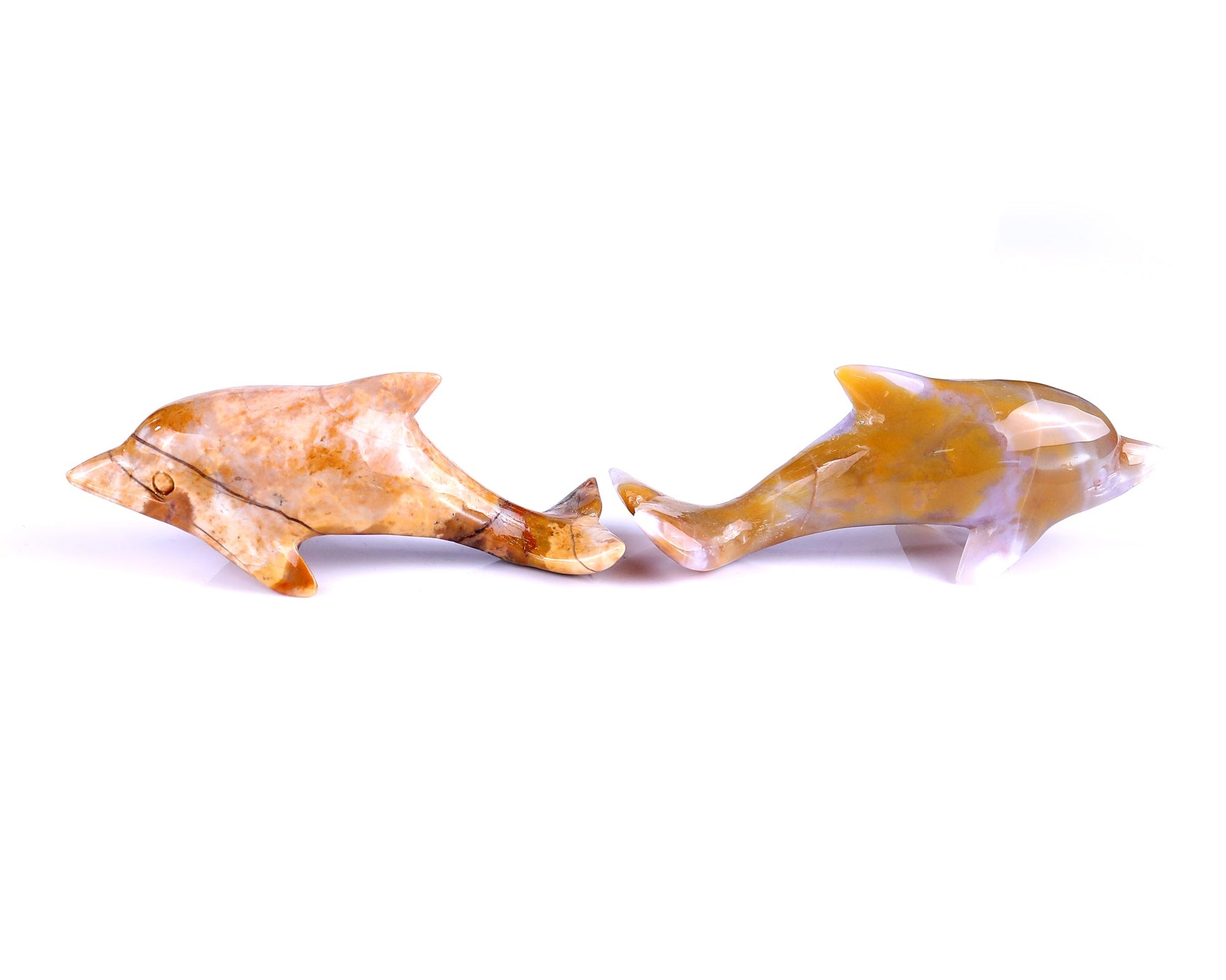 Nicedony 5.0" Chalcedony Hand Carved Crystal Dolphin Sculpture - View 5