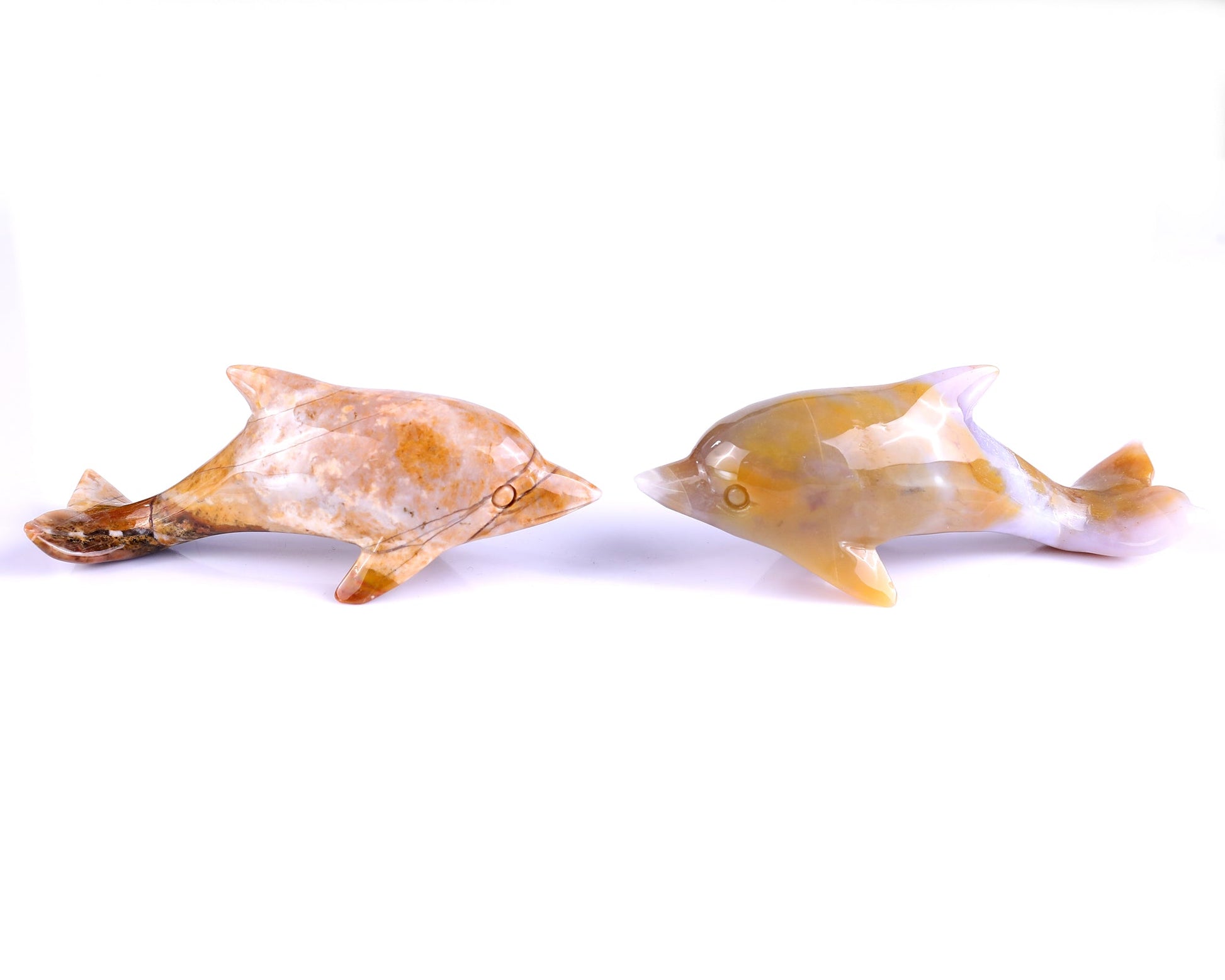Nicedony 5.0" Chalcedony Hand Carved Crystal Dolphin Sculpture - View 4