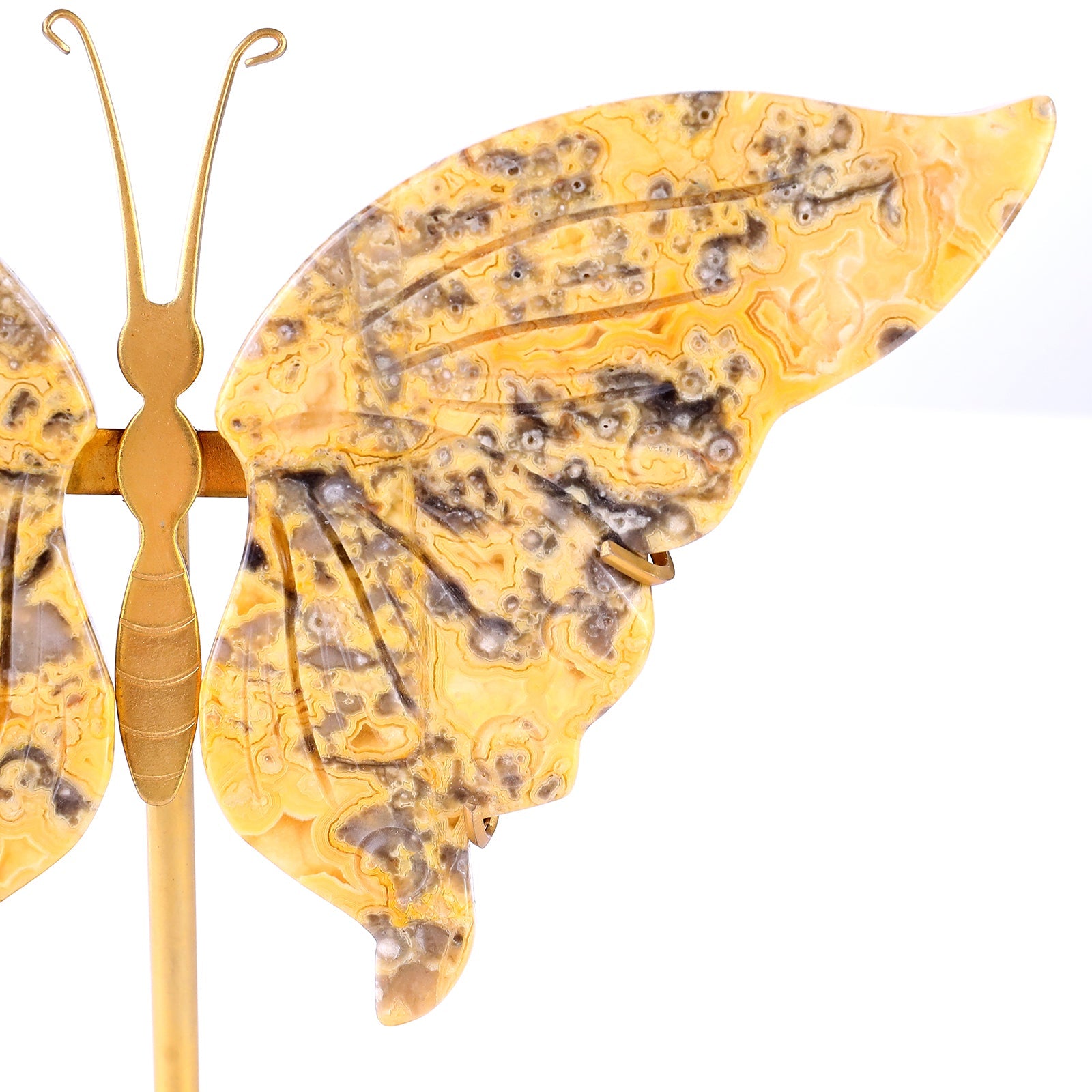 Nicedony 5.0" Crazy Agate Hand Carved Butterfly Wings Sculpture - View 2