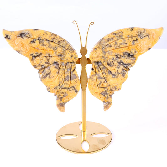 Nicedony 5.0" Crazy Agate Hand Carved Butterfly Wings Sculpture