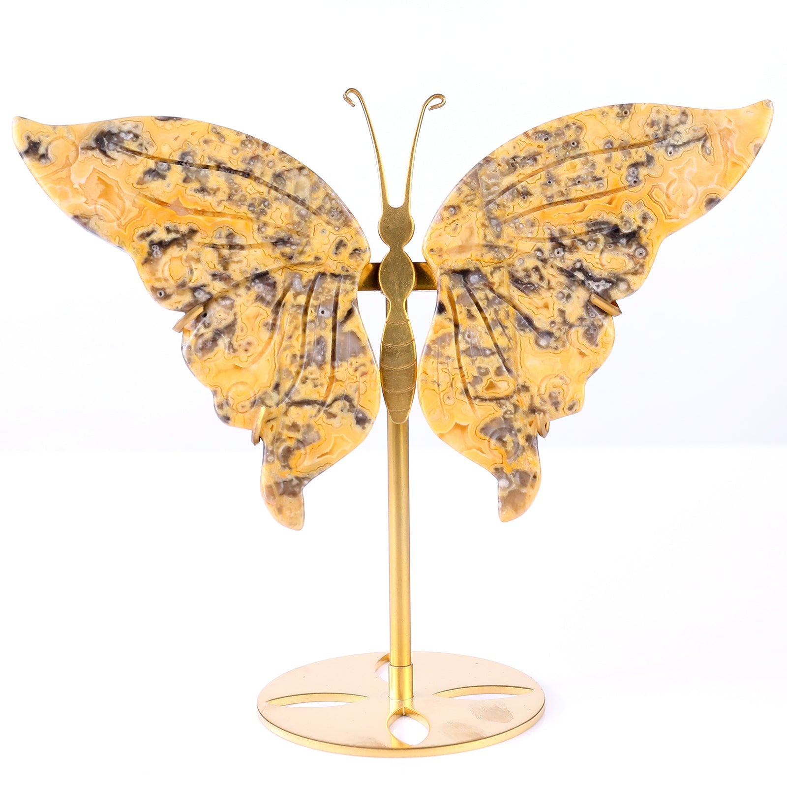 Nicedony 5.0" Crazy Agate Hand Carved Butterfly Wings Sculpture - View 4