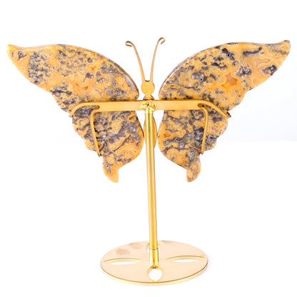 Nicedony 5.0" Crazy Agate Hand Carved Butterfly Wings Sculpture - View 7