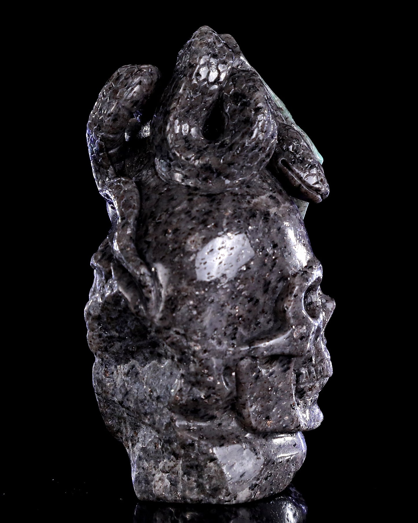 Nicedony 5.0" Emerald Hand Carved Crystal Skull and Snake Sculpture - View 8