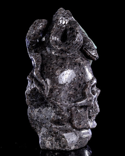 Nicedony 5.0" Emerald Hand Carved Crystal Skull and Snake Sculpture - View 8
