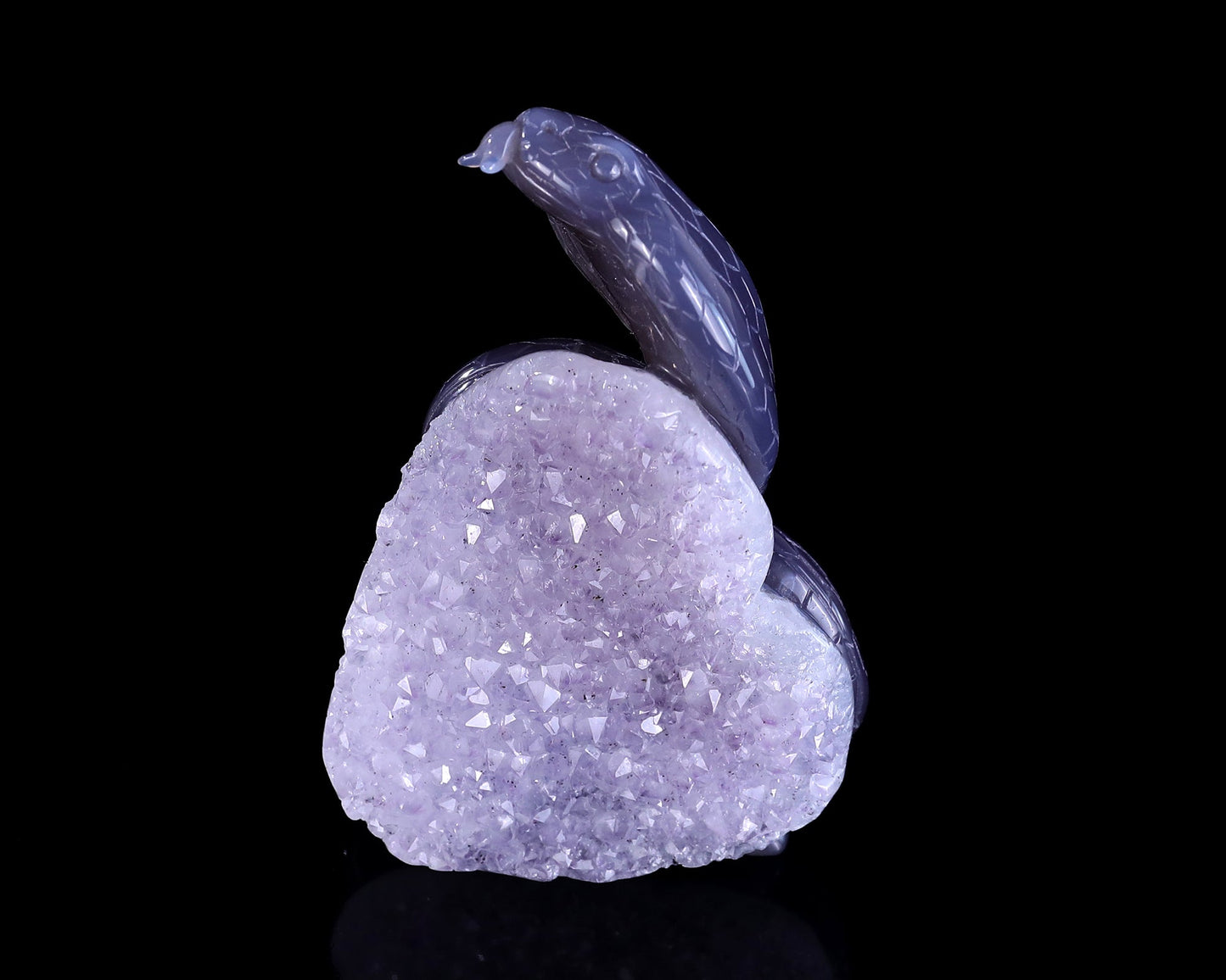 Nicedony 5.0" Geode Agate Hand Carved Crystal Snake Sculpture