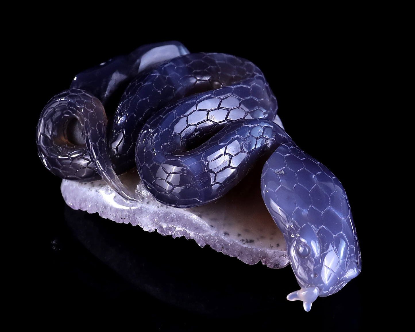 Nicedony 5.0" Geode Agate Hand Carved Crystal Snake Sculpture - View 9